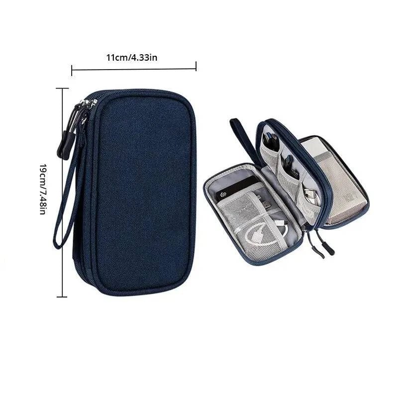 Navy Travel Portable USB Data Cable Organizer - Passport Outfitters Apparel