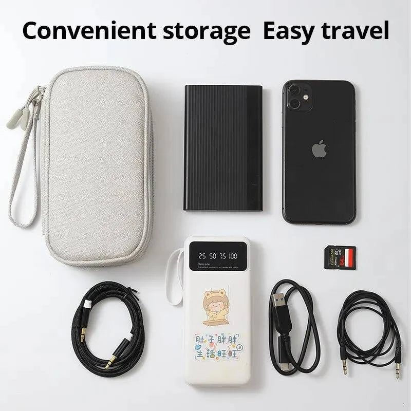 Grey Travel Portable Digital USB Data Cable Organizer Headset Charging Bag - Passport Outfitters Apparel