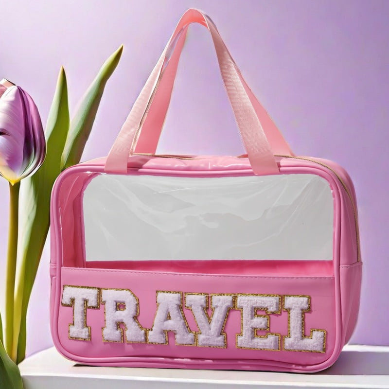 Cross-border New PU Transparent Portable Cosmetic Bag Large Capacity Toiletry Bag Portable Cosmetic Bag Travel Storage Bag by Passport Outfitters