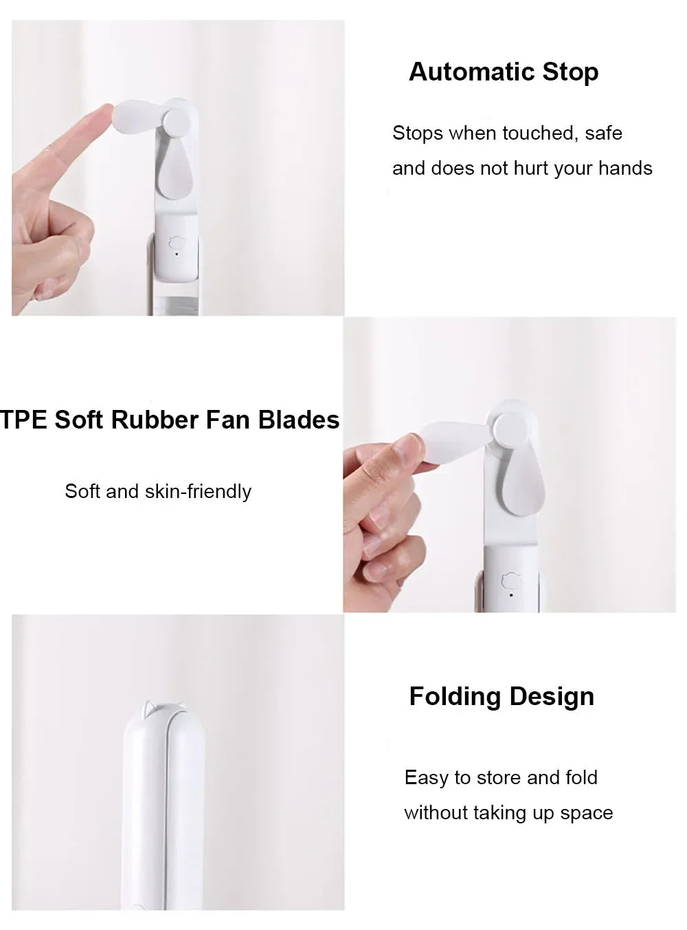 Portable Mini Handheld USB Rechargeable Battery Folding Cooling Fan with Power Bank