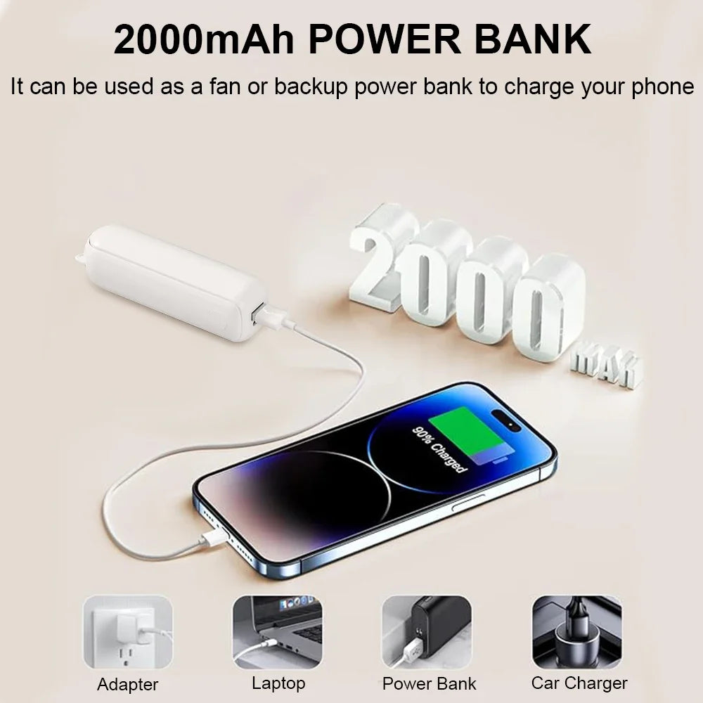 Portable Mini Handheld USB Rechargeable Battery Folding Cooling Fan with Power Bank