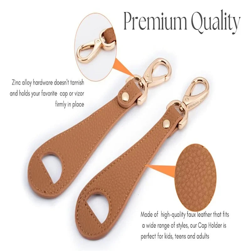 Travel Hat Clip Leather Simple Golf Baseball Hat Clip Summer Hat Strap Towel Glove Storage Wallet Buckle Hands-free Latch Clip by Passport Outfitters