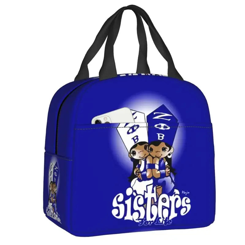 Custom Zeta Phi Beta Sorority Logo Lunch Bag Women Greek Letter 1920 Cooler Warm Insulated Lunch Box for Children School by Passport Outfitters