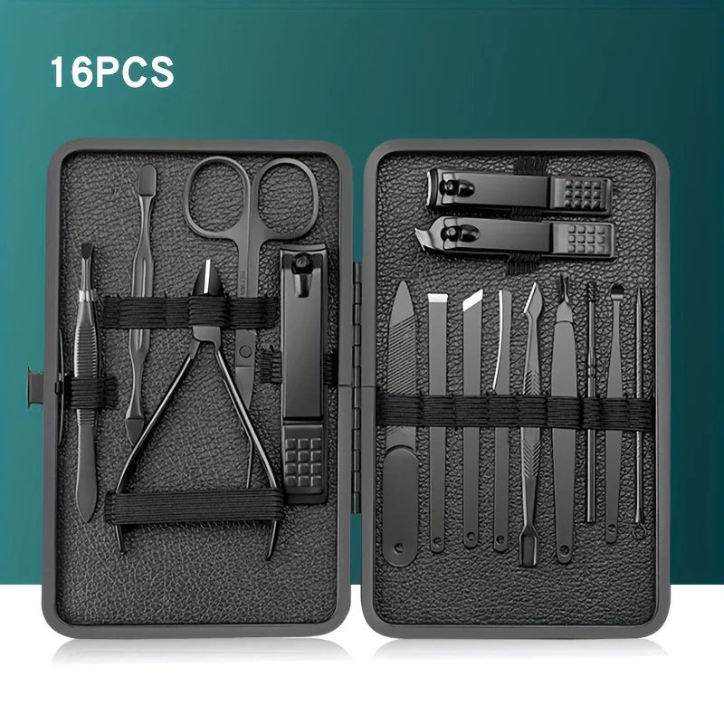 Ouriner All-in-One Travel Grooming & Nail Clipper Kit (Matte Black Stainless Steel) by Passport Outfitters