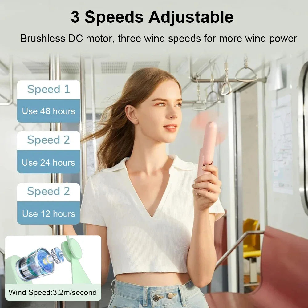 Portable Mini Handheld USB Rechargeable Battery Folding Cooling Fan with Power Bank
