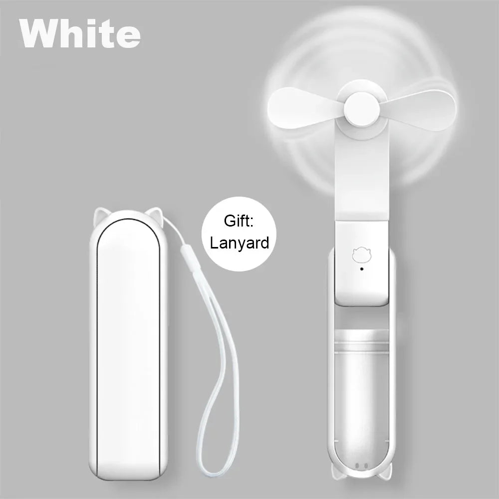 Portable Mini Handheld USB Rechargeable Battery Folding Cooling Fan with Power Bank