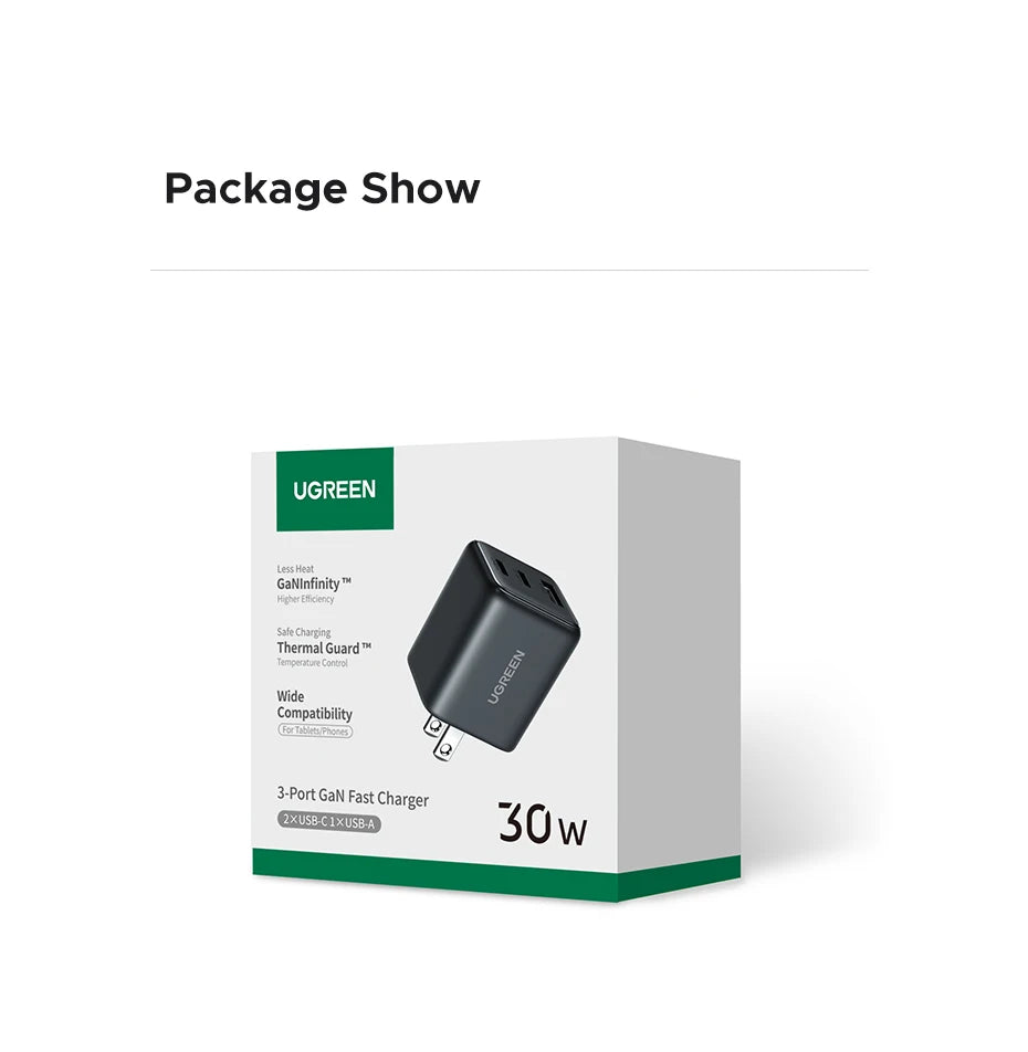 UGREEN 3-Port 30W USB-C Wall Charger - Passport Outfitters Apparel
