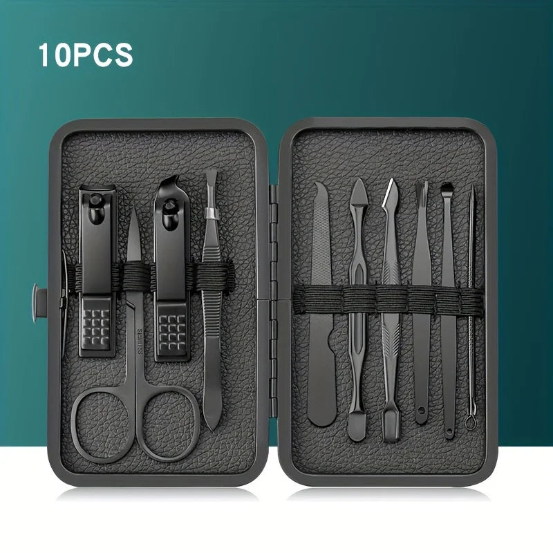 Ouriner All-in-One Travel Grooming & Nail Clipper Kit (Matte Black Stainless Steel) by Passport Outfitters