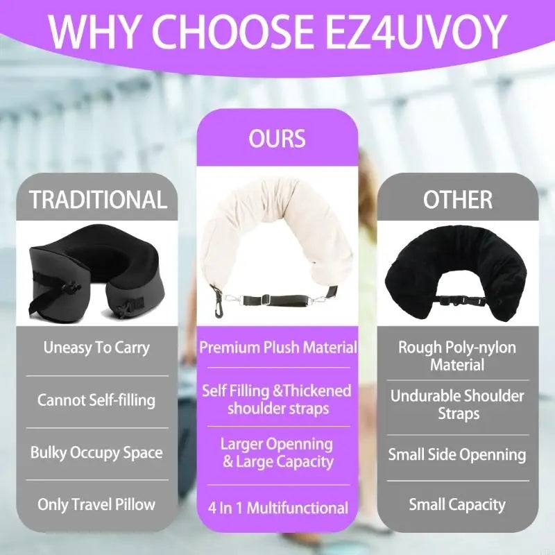 Stuffable Neck Pillow Fillable Travel Pillow and Storage Bag - Passport Outfitters Apparel