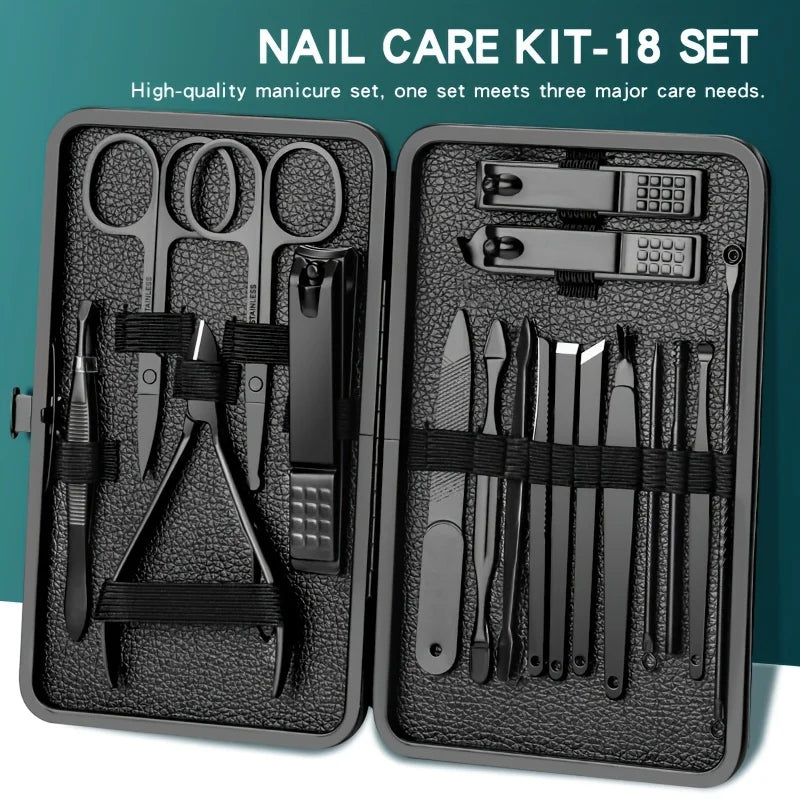 Ouriner All-in-One Travel Grooming & Nail Clipper Kit (Matte Black Stainless Steel) by Passport Outfitters
