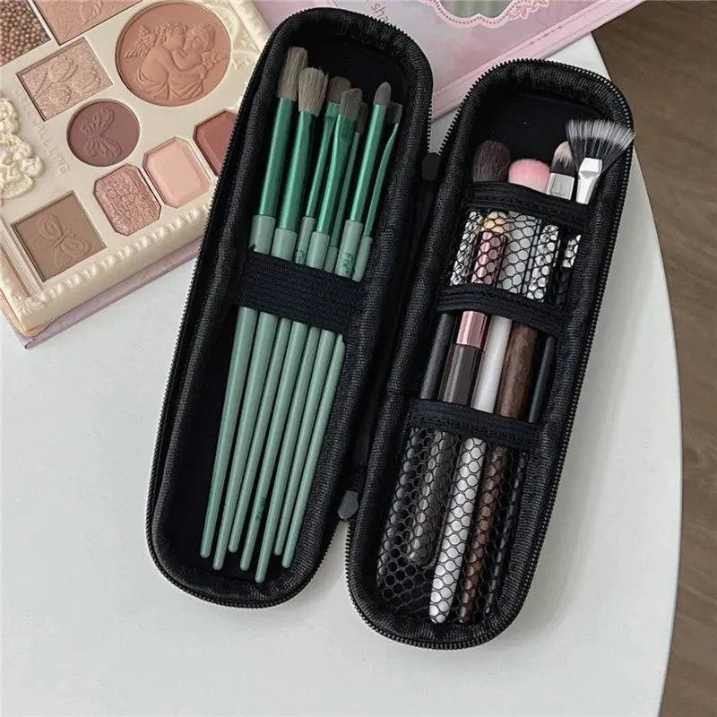 Black Cosmetic Bag Waterproof Double Zipper Makeup Brushes Case - Passport Outfitters Apparel