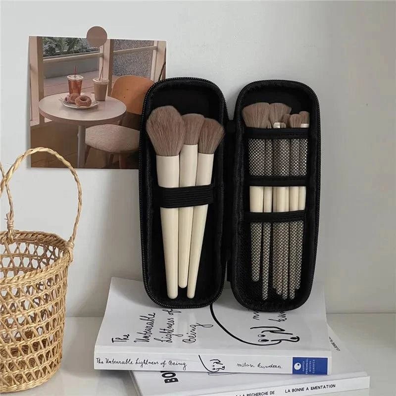 Black Cosmetic Bag Waterproof Double Zipper Makeup Brushes Case - Passport Outfitters Apparel