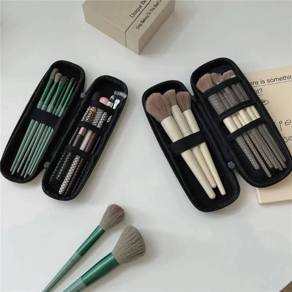 Black Cosmetic Bag Waterproof Double Zipper Makeup Brushes Case - Passport Outfitters Apparel