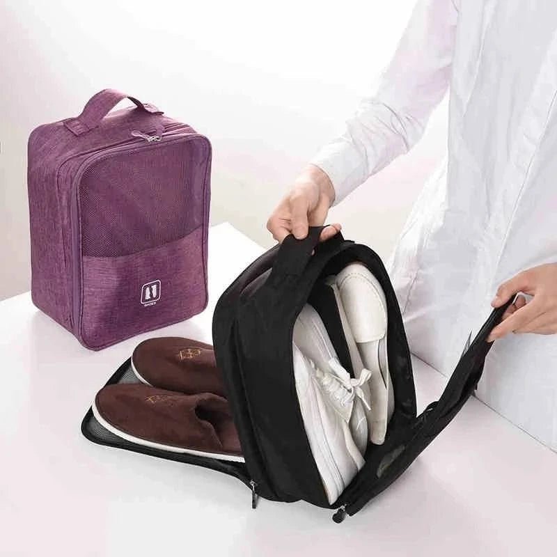 Black Gray Portable Shoe Bag For Travel Waterproof Storage Organizer Fashion Suitcase Organizers Travel Shoes Storage Bag - Passport Outfitters Apparel
