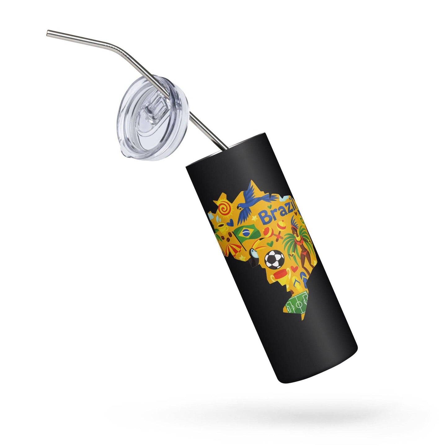 Festive Brazil Stainless steel tumbler - Passport Outfitters Apparel