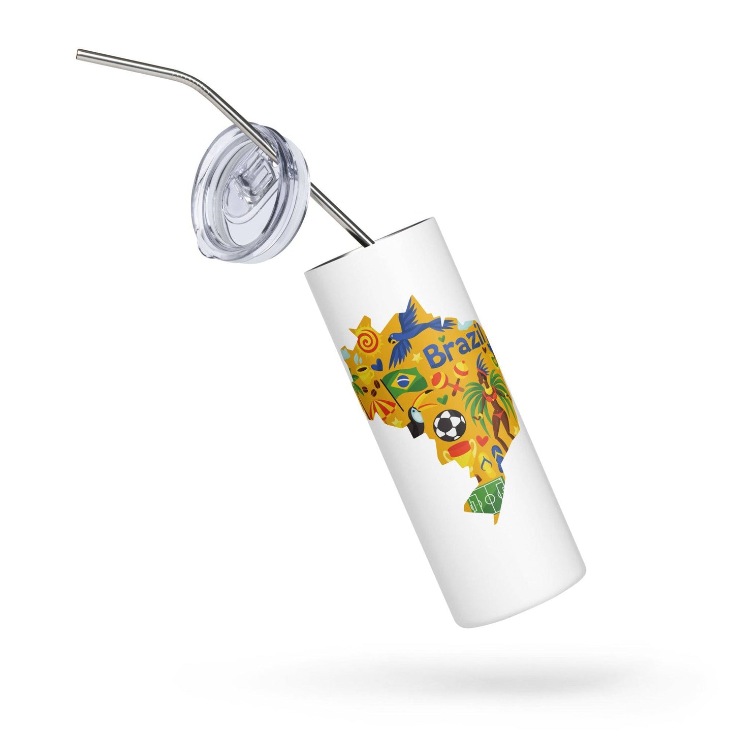 Festive Brazil Stainless steel tumbler - Passport Outfitters Apparel