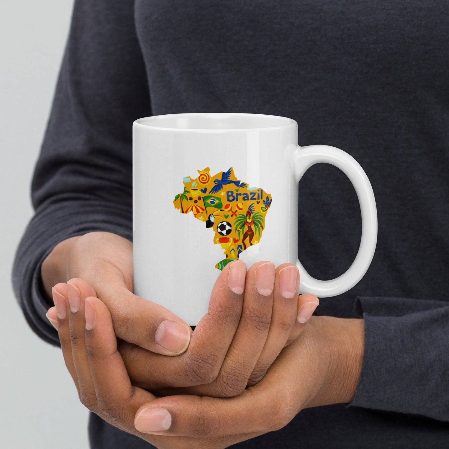 Festive Brazil White glossy mug - Passport Outfitters Apparel