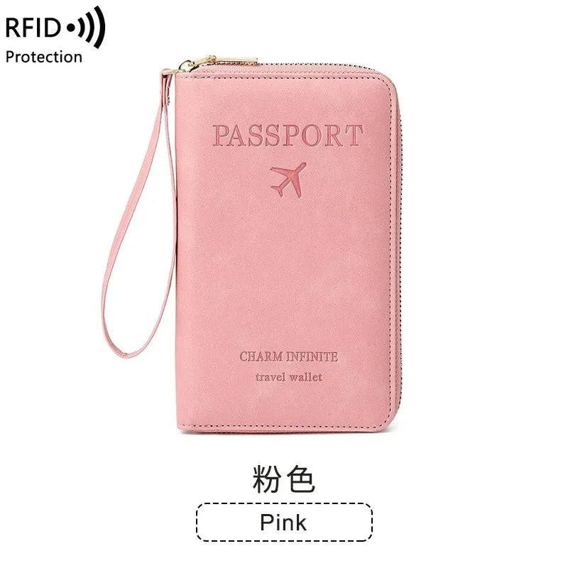 New Leather Passport Cover RFID Blocking Card Holder Zipper Wallet Travel Essentials Phone Bag International Travel Accessories - Passport Outfitters Apparel