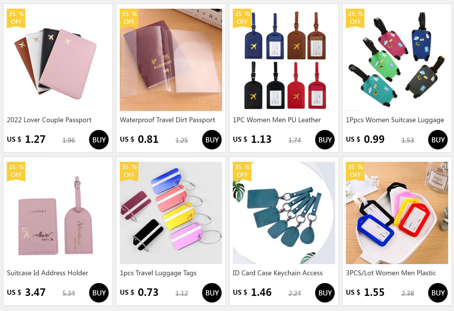 Travel Essentials PU Leather Luggage Tag Suitcase Identifier, Passport Holder Wallet - Passport Outfitters Apparel