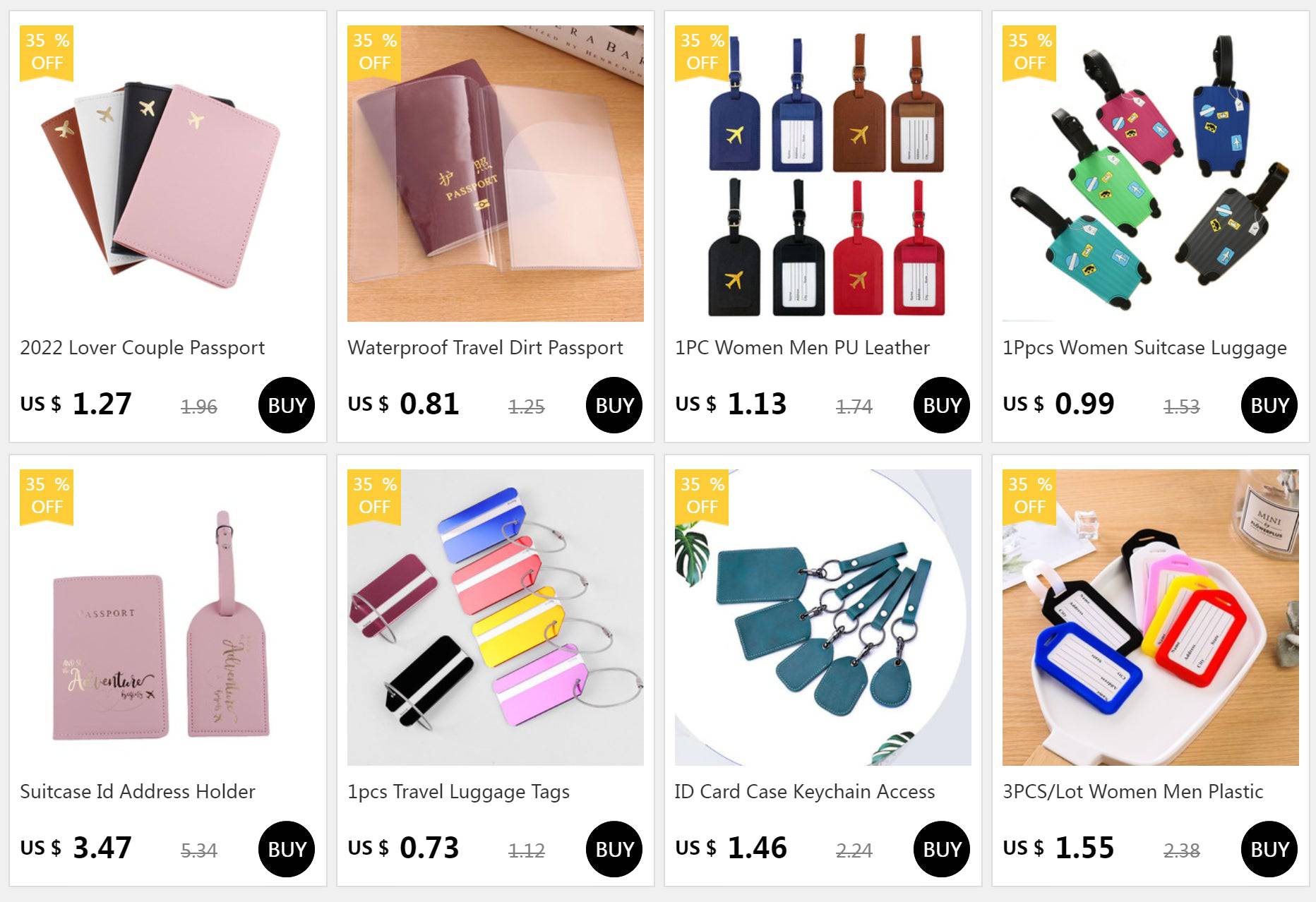 Travel Essentials PU Leather Luggage Tag Suitcase Identifier, Passport Holder Wallet - Passport Outfitters Apparel