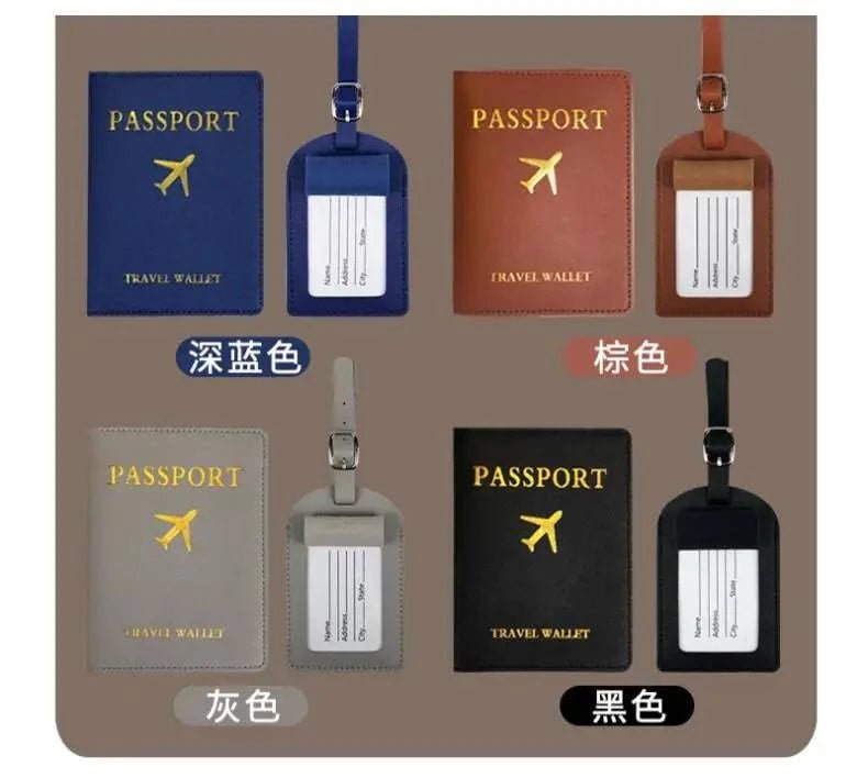 Travel Essentials PU Leather Luggage Tag Suitcase Identifier, Passport Holder Wallet - Passport Outfitters Apparel