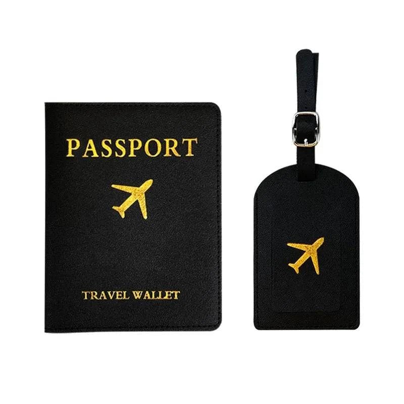 Travel Essentials PU Leather Luggage Tag Suitcase Identifier, Passport Holder Wallet - Passport Outfitters Apparel
