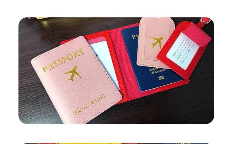 Travel Essentials PU Leather Luggage Tag Suitcase Identifier, Passport Holder Wallet - Passport Outfitters Apparel
