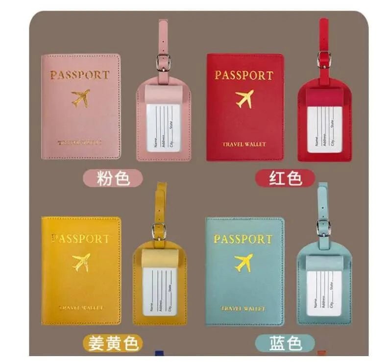 Travel Essentials PU Leather Luggage Tag Suitcase Identifier, Passport Holder Wallet - Passport Outfitters Apparel