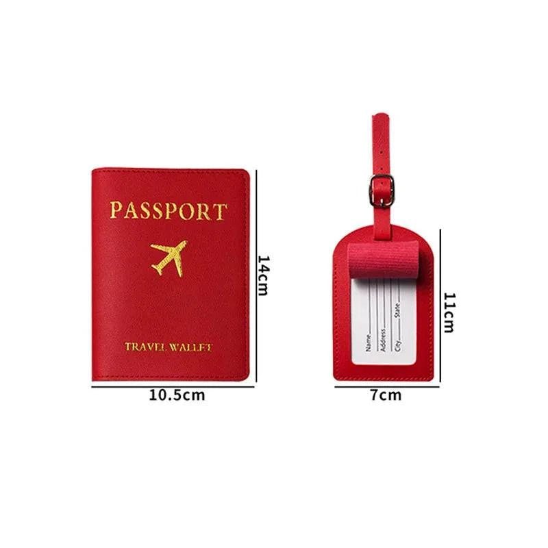 Travel Essentials PU Leather Luggage Tag Suitcase Identifier, Passport Holder Wallet - Passport Outfitters Apparel