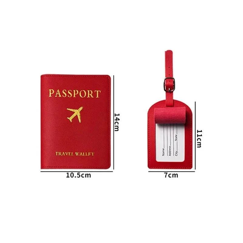 Travel Essentials PU Leather Luggage Tag Suitcase Identifier, Passport Holder Wallet - Passport Outfitters Apparel