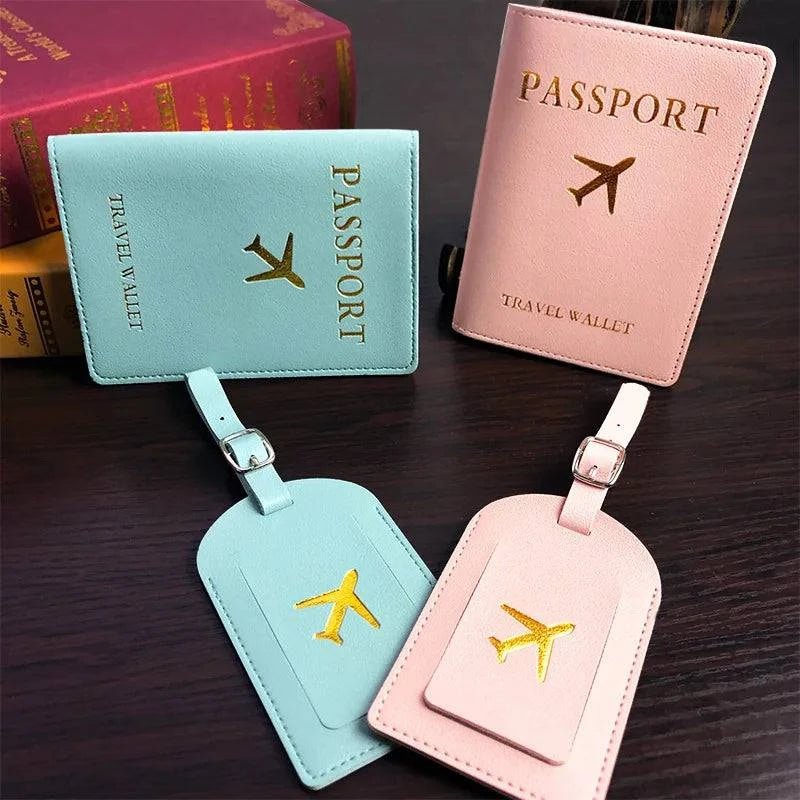 Travel Essentials PU Leather Luggage Tag Suitcase Identifier, Passport Holder Wallet - Passport Outfitters Apparel