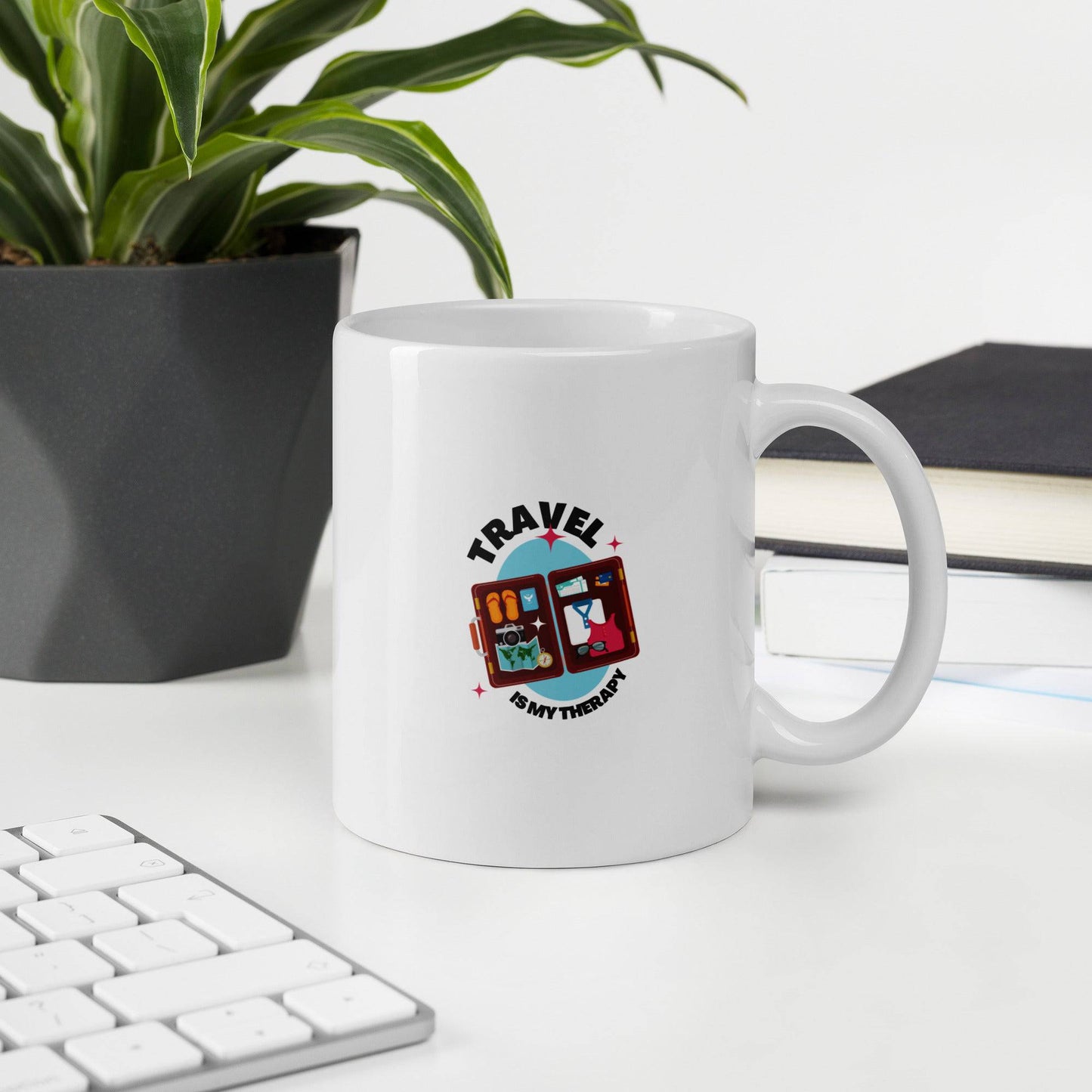 Travel is my Therapy White glossy mug - Passport Outfitters Apparel
