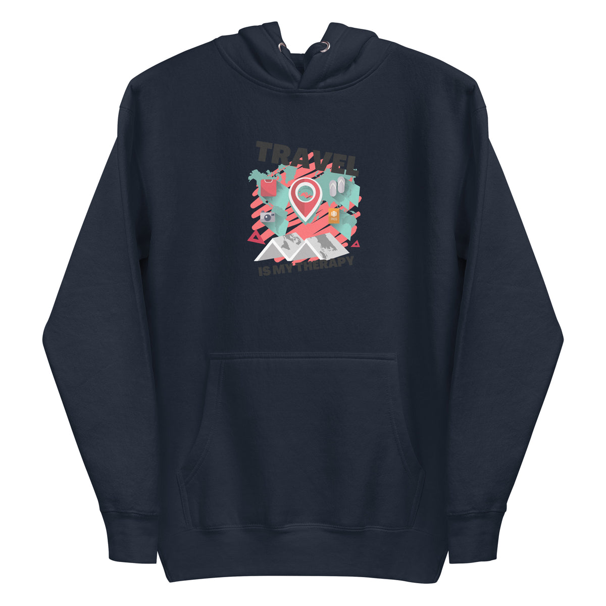 Travel Is My Therapy Hoodie | Unisex Graphic Streetwear Pullover | Passport Outfitters Airport Outfit by Passport Outfitters