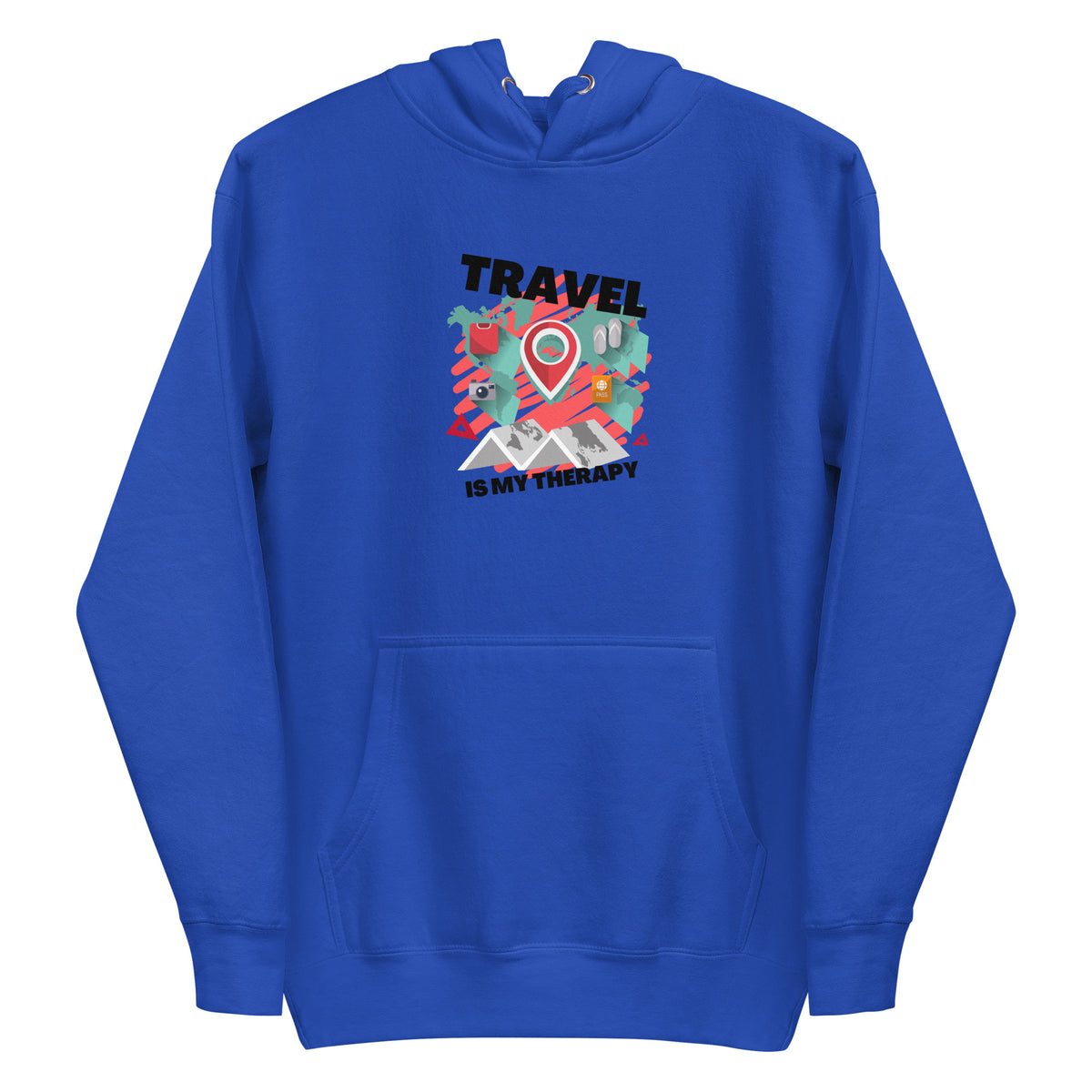 Travel Is My Therapy Hoodie | Unisex Graphic Streetwear Pullover | Passport Outfitters Airport Outfit by Passport Outfitters
