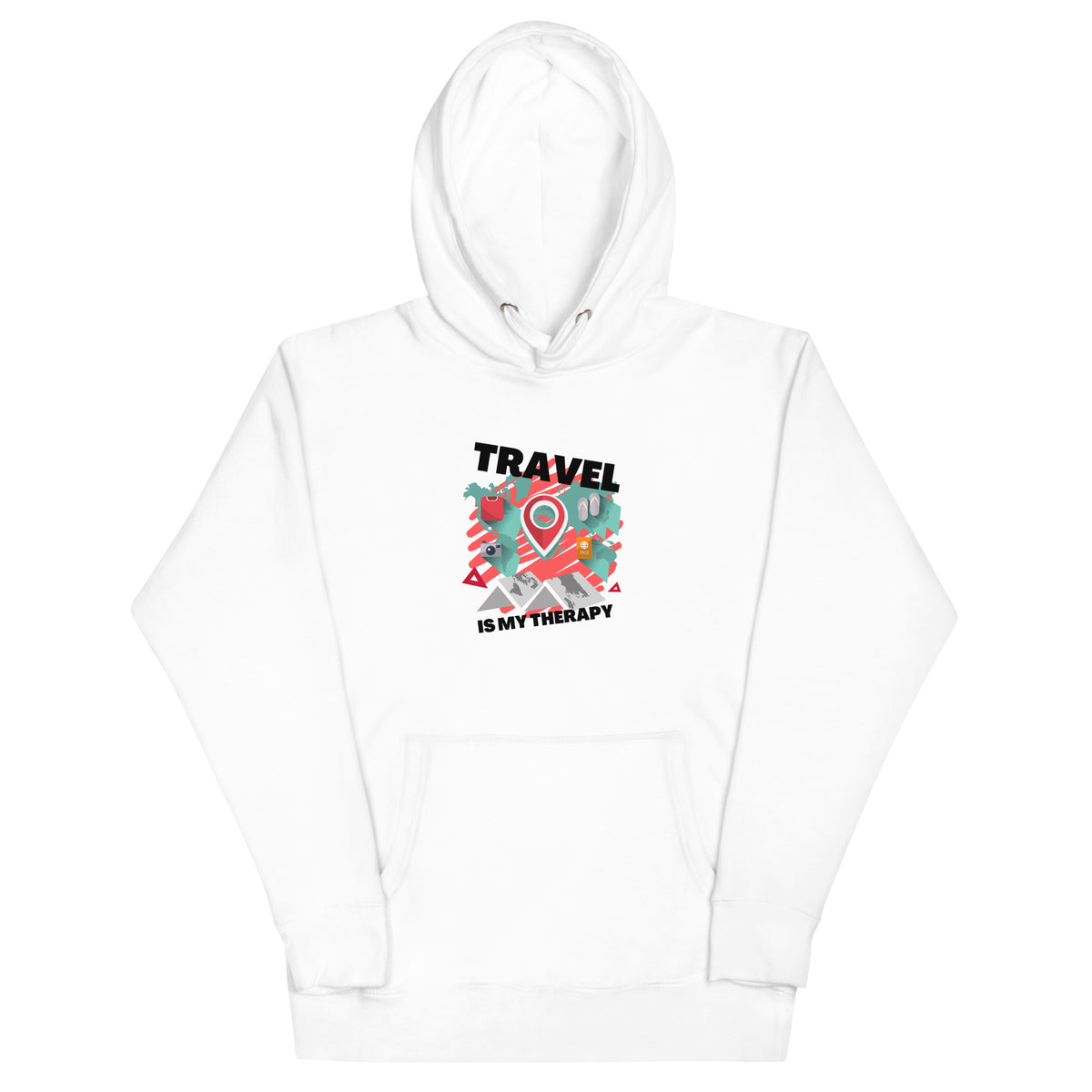 Travel Is My Therapy Hoodie | Unisex Graphic Streetwear Pullover | Passport Outfitters Airport Outfit by Passport Outfitters