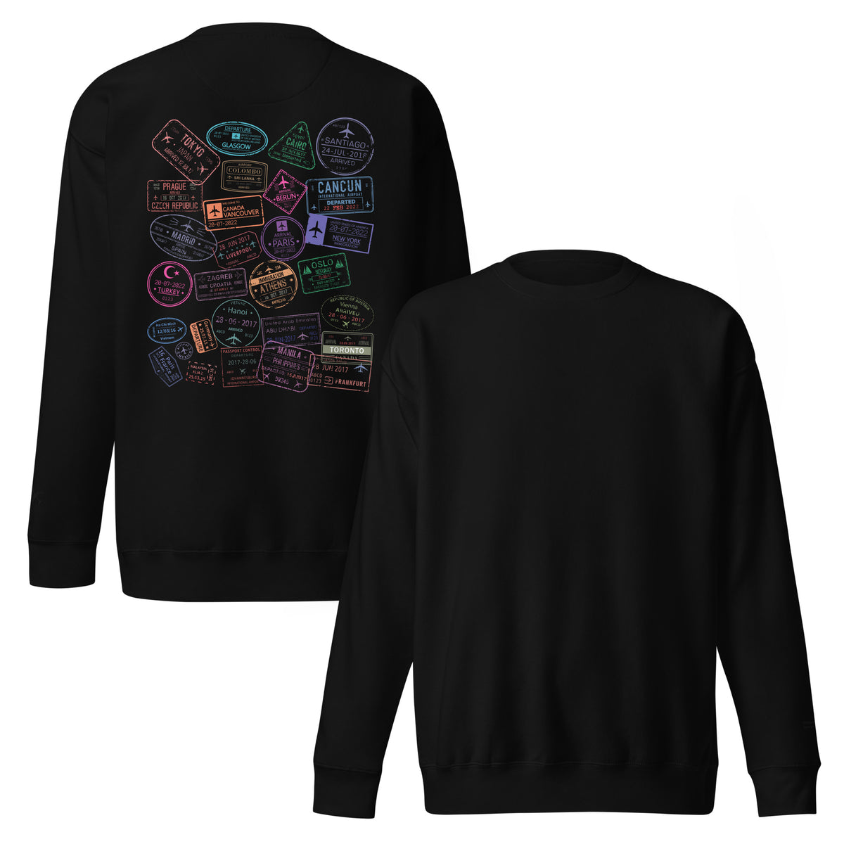 Women's "Wear Your Journey" Passport Stamp Sweatshirt – Stealth Black Edition by Passport Outfitters