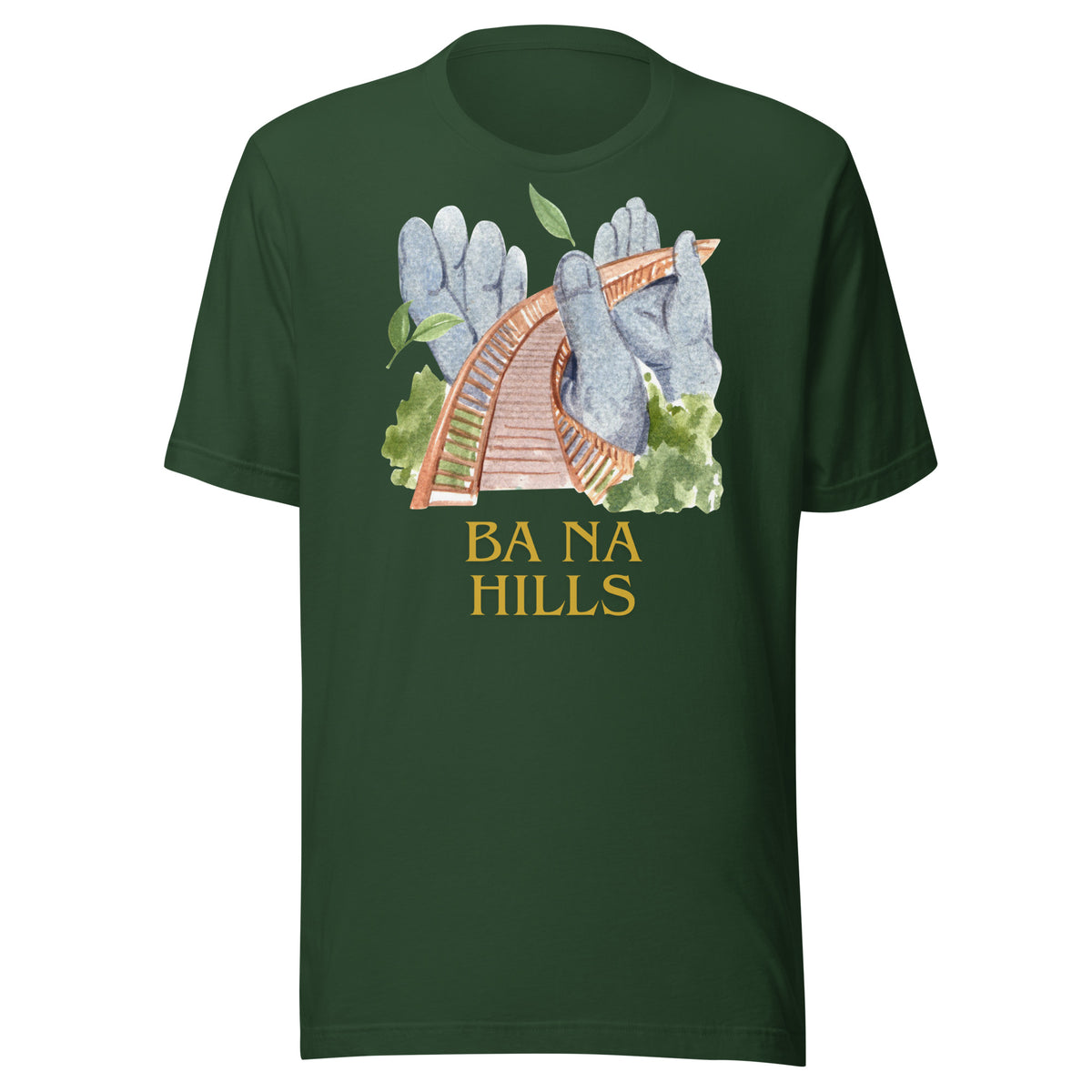 Vietnam Golden Bridge Ba Na Hills Watercolor Graphic T-Shirt | Da Nang Travel Apparel by Passport Outfitters