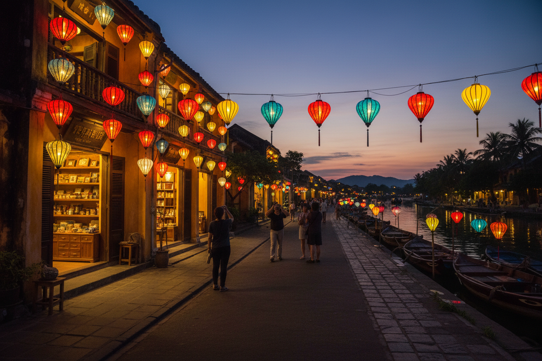 Lantern-lit historic street in Hoi An, Vietnam