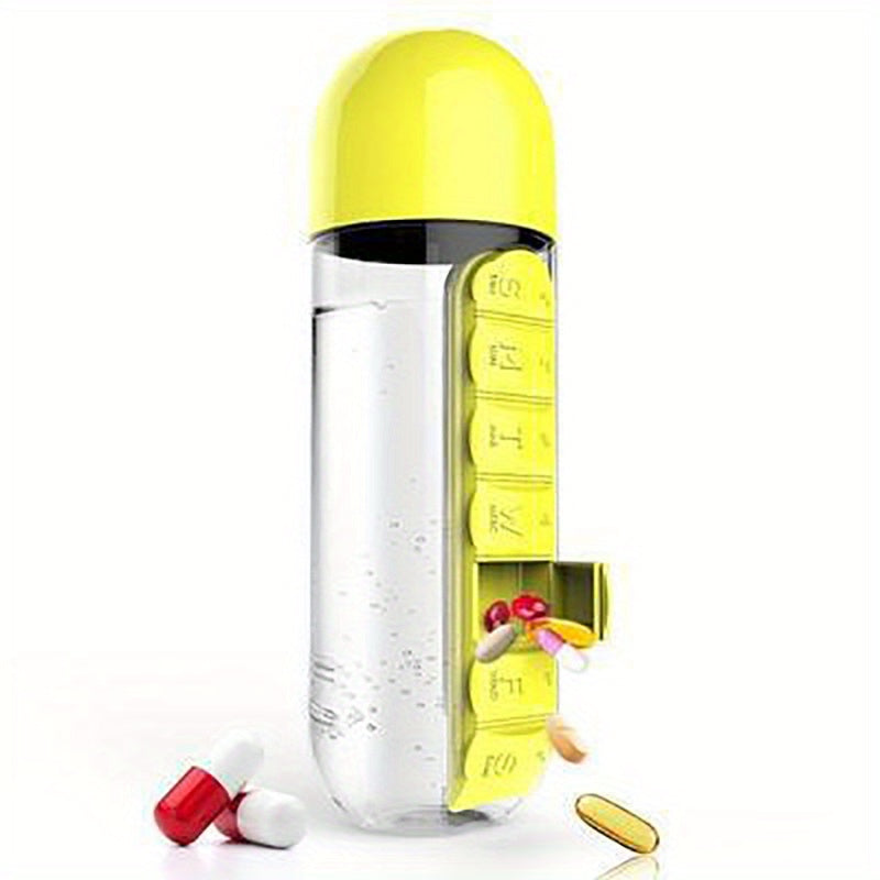 20oz Large Capacity Portable Water Bottle with Built-in Pill Box