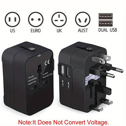 Universal Travel Adapter With Dual USB Charging Ports - Passport Outfitters Apparel 