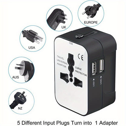 Universal Travel Adapter With Dual USB Charging Ports - Passport Outfitters Apparel 