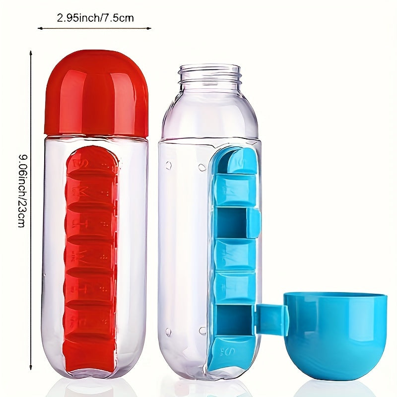 20oz Large Capacity Portable Water Bottle with Built-in Pill Box