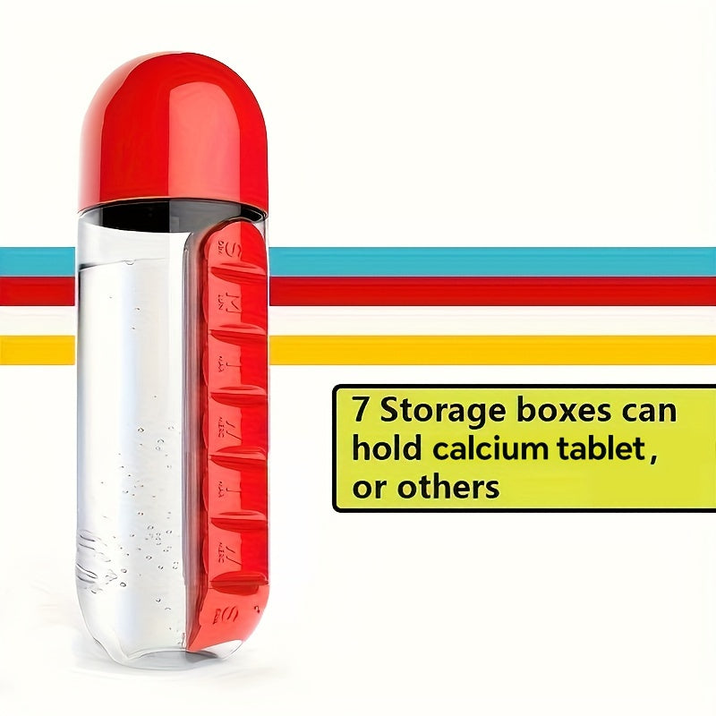 20oz Large Capacity Portable Water Bottle with Built-in Pill Box