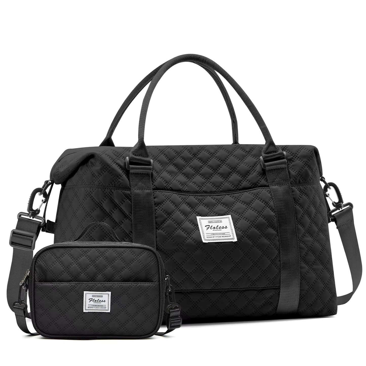 Large Capacity Quilted Travel Duffel Bag with Matching Crossbody Pouch – Waterproof Weekend Overnight Bag by Passport Outfitters