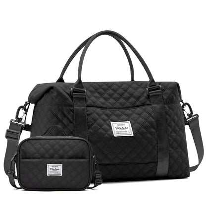 Large Capacity Quilted Travel Duffel Bag with Matching Crossbody Pouch – Waterproof Weekend Overnight Bag by Passport Outfitters