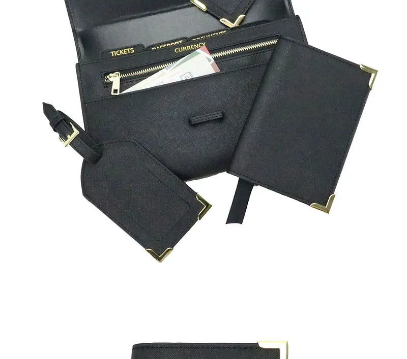 monogrammed saffiano leather travel collection gift travel set kits leather passport holder cover travel tag long travel wallet by Passport Outfitters
