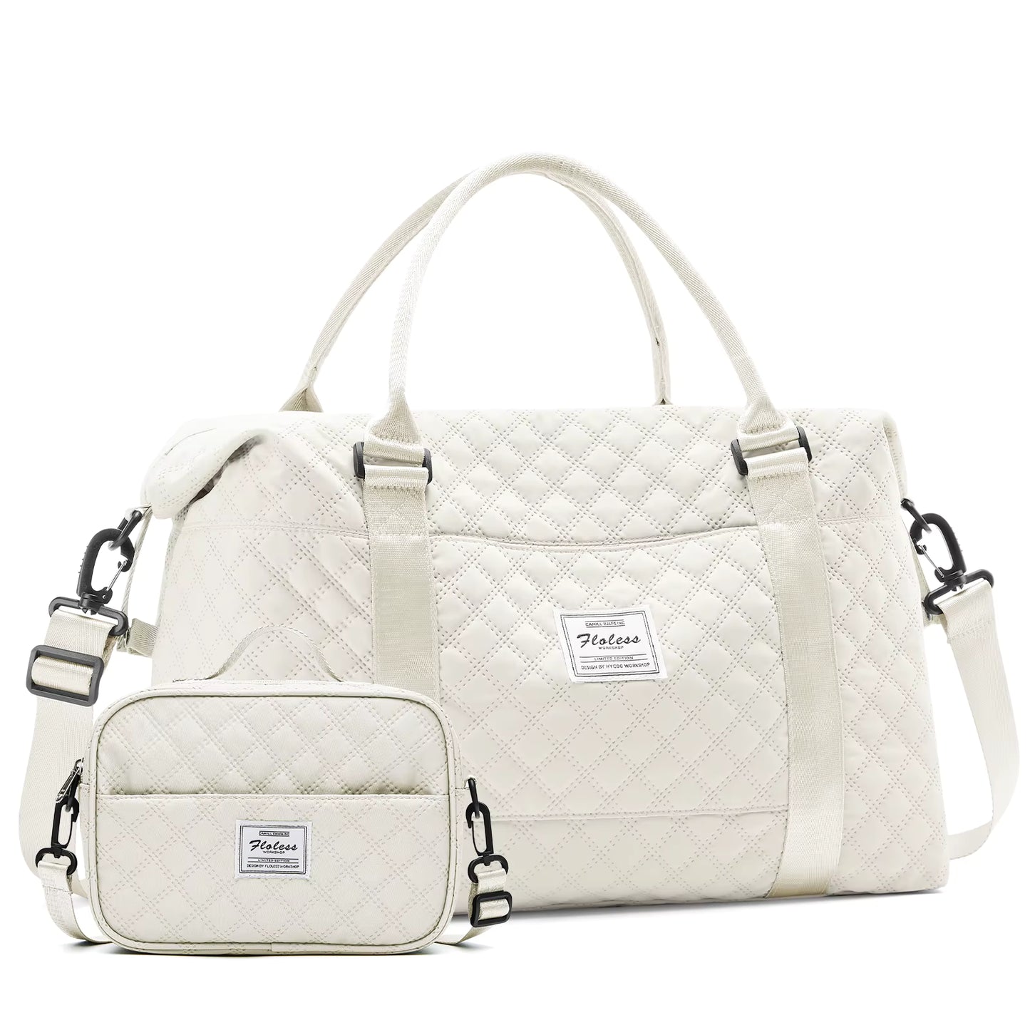 Large Capacity Quilted Travel Duffel Bag with Matching Crossbody Pouch – Waterproof Weekend Overnight Bag by Passport Outfitters