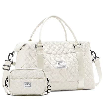Large Capacity Quilted Travel Duffel Bag with Matching Crossbody Pouch – Waterproof Weekend Overnight Bag by Passport Outfitters