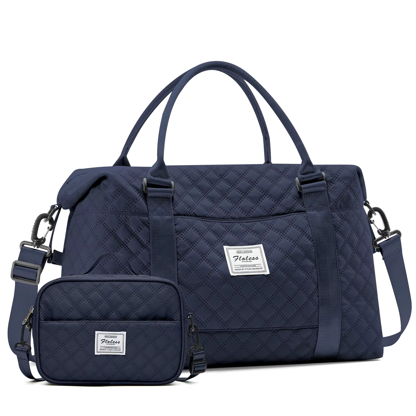 Large Capacity Quilted Travel Duffel Bag with Matching Crossbody Pouch – Waterproof Weekend Overnight Bag by Passport Outfitters