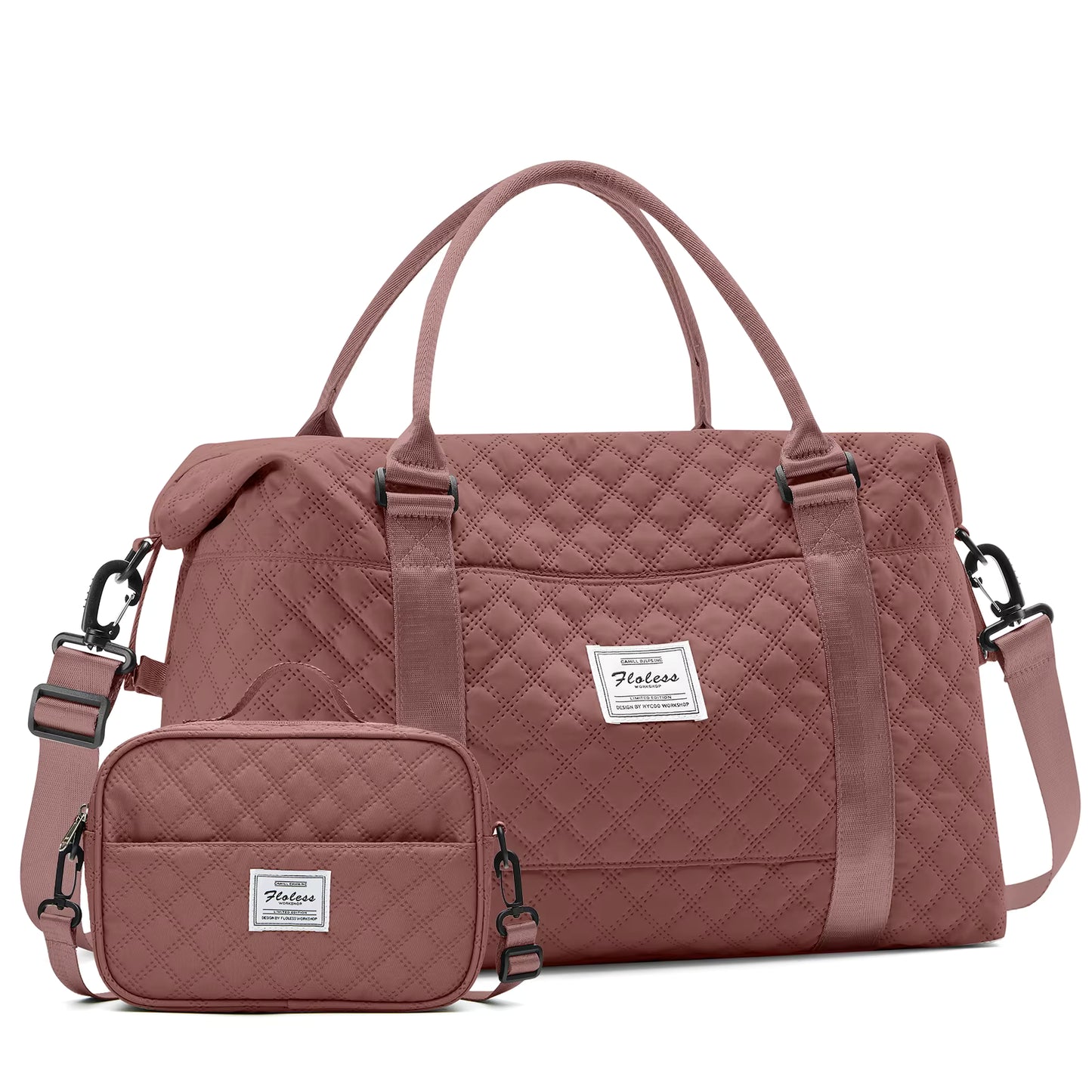 Large Capacity Quilted Travel Duffel Bag with Matching Crossbody Pouch – Waterproof Weekend Overnight Bag by Passport Outfitters